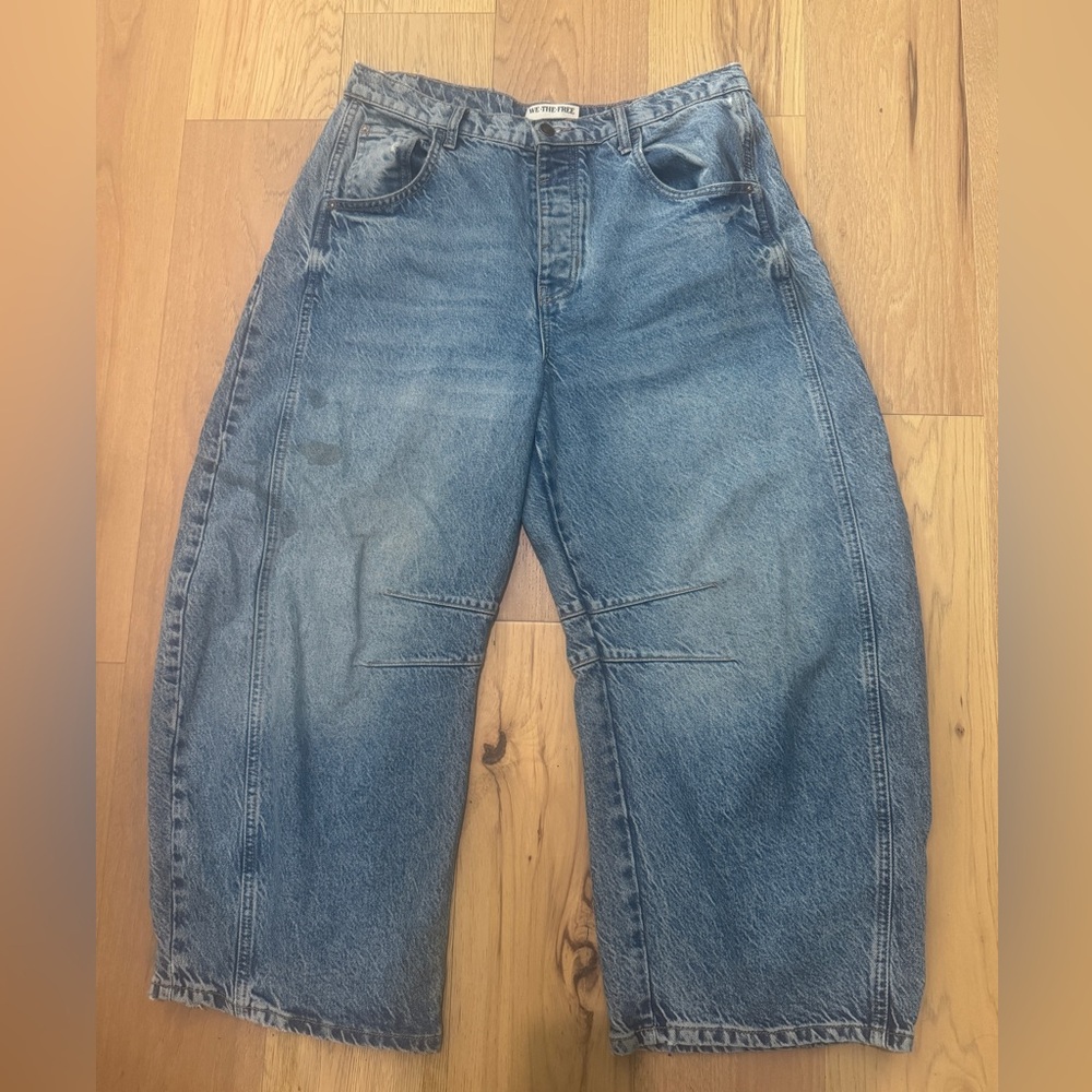 Free People We The Free Good Luck Barrel Jeans Size 31 Oversized Wide Leg